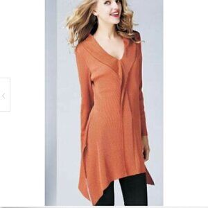 Jerry T New York Orange Asymmetrical Hem Tunic Top